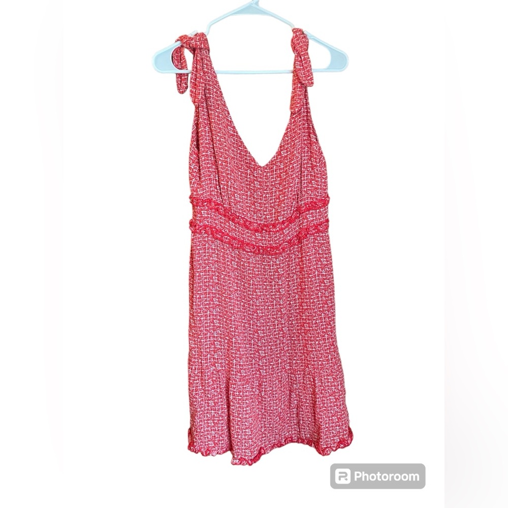 Red and white summer dress, 4th of July dress